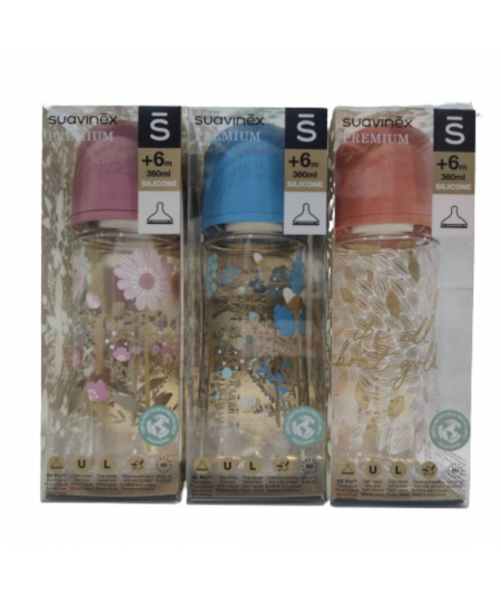 Suavinex Biberón Gold Tetina Silicona Fisiológica Talla L +6M 360 ml