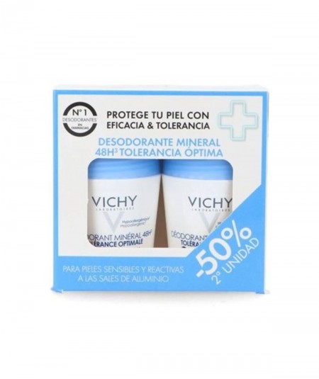 Vichy Desodorante Duplo Mineral 48h Tolerancia Óptima 2x50ml