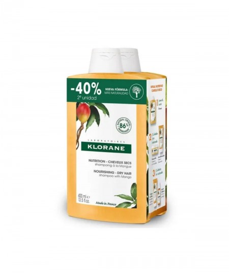 Klorane Champú Mango Duplo 2 X 400 ml (40% 2ºu)