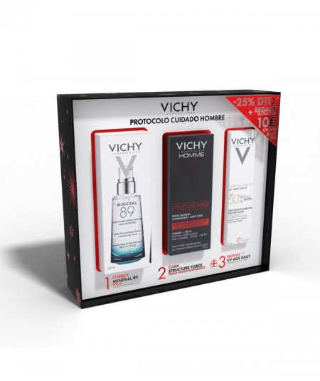 Vichy Pack Hombre Serum Mineral 89 50 ml + Vichy Homme Structure Force 50 ml + Capital Soleil 15 ml