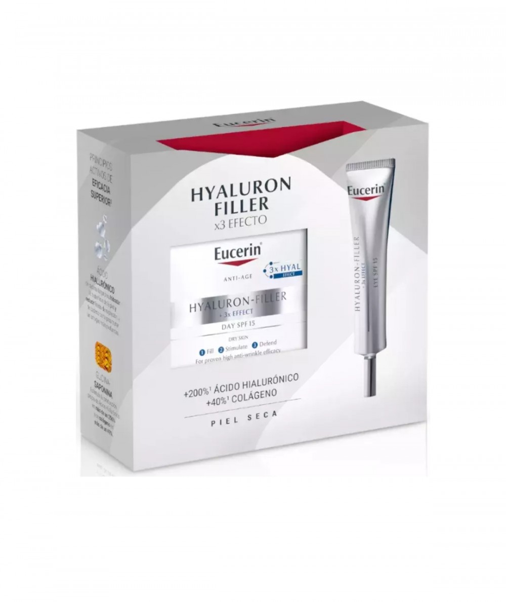 Eucerin Hyaluron-Filler 3X Effect Piel Seca Crema Día 50 ml + Hyaluron Filler Contorno de Ojos 15 ml