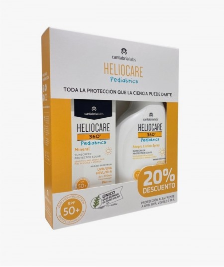 Pack Heliocare 360º Pediatrics Atopic Lotion SPF50 Spray 250ml + Heliocare 360º Mineral 50ml