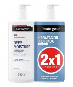 Neutrogena Loción Corporal Deep Moisture Piel Seca y Sensible Sin Perfume Duplo 2 x 750 ml