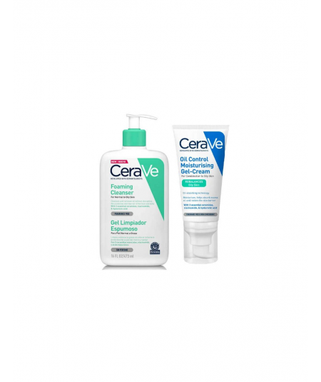 Cerave Pack Oil Control Gel Crema Hidratante 52ML Piel Grasa + Gel Limpiador Espumoso 473 ML