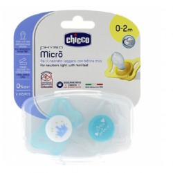Chicco Chupete Silicona 0-2 (Physio Micro) Azul 2 Unidades
