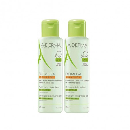 Duplo A-Derma Exomega Control Gel Limpiador Emoliente 2x500ml